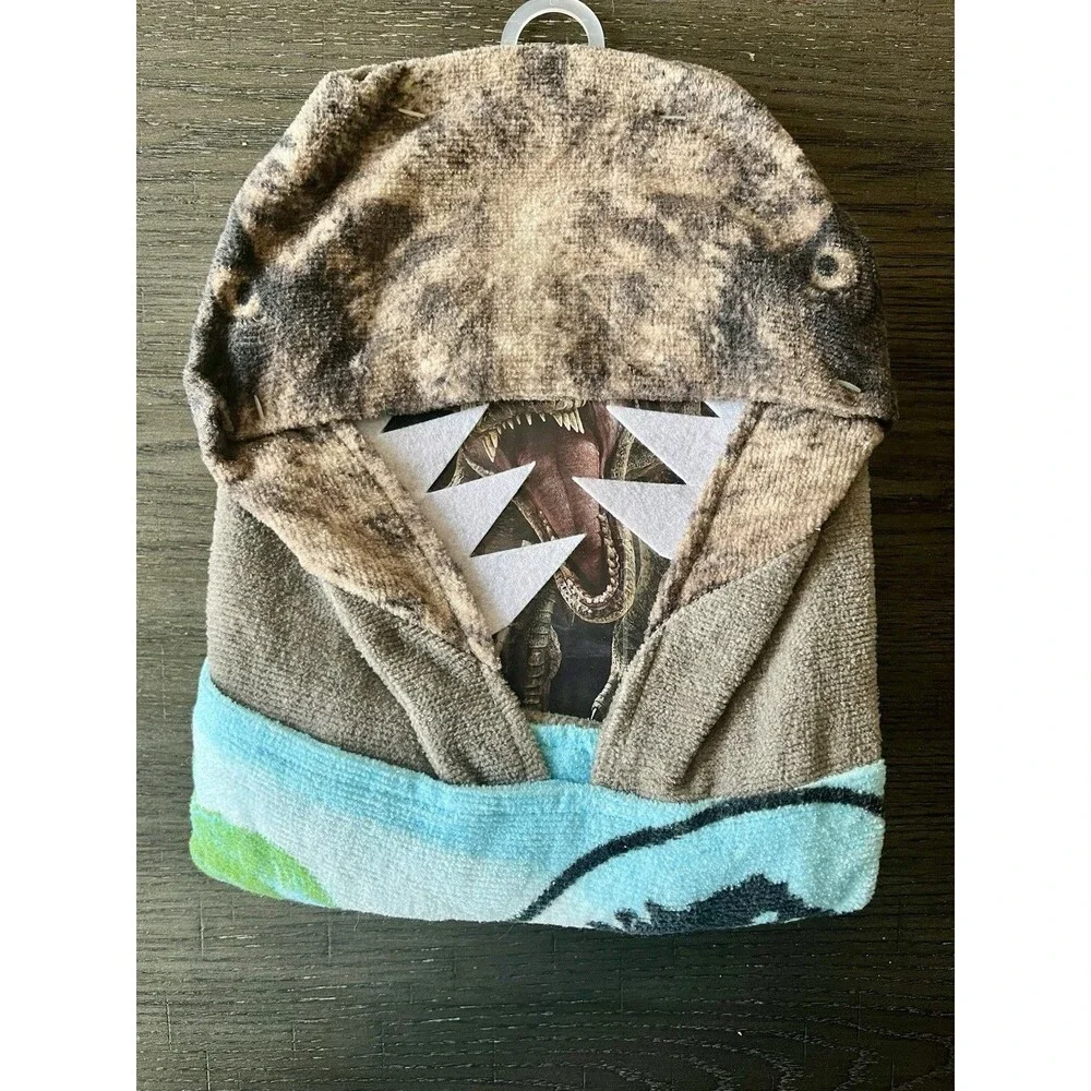 Kids Jurassic World Hooded Cotton Towel Brown Green Blue Kids Soft Animal Print